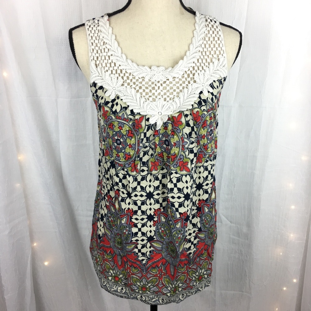 Fun 2 Fun Crochet Detail Long Length Tank Size Lg
